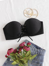 Scalloped Lace-Up Strapless Bra