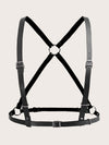 Plus Ring Linked PU Leather Harness Bra