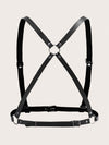 Plus Ring Linked PU Leather Harness Bra