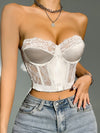 Contrast Lace Satin Glue Bone Underwire Bra