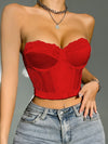 Contrast Lace Satin Glue Bone Underwire Bra