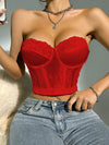 Contrast Lace Satin Glue Bone Underwire Bra