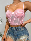 Floral Appliques Mesh Underwire Bra