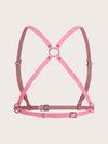 Plus Ring Linked PU Leather Harness Bra