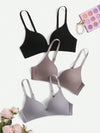 3pack Solid Wireless Bra Set