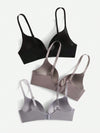 3pack Solid Wireless Bra Set