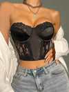 Contrast Lace Satin Glue Bone Underwire Bra