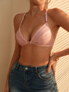 Contrast Binding PU Leather Bra