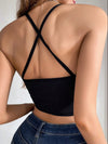 Contrast Mesh Crop Halter Top