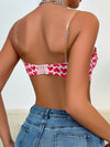 Floral Print Ring Linked Cut Out Underwire Bra