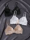 3pcs Floral Lace Underwire Bra