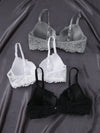 3pcs Floral Lace Underwire Bra