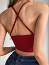 Contrast Mesh Crop Halter Top