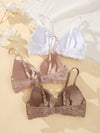 3pcs Floral Lace Underwire Bra