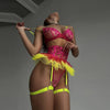 Sarah Ruffle Skirt 4 Piece See Through  Lingerie Set