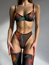 Ophelia Tie Dye Lingerie Set With Stocking