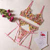 Josephine Floral Embroidery 3-Piece Lingerie Set