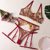 Josephine Floral Embroidery 3-Piece Lingerie Set