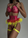 Sarah Ruffle Skirt 4 Piece See Through  Lingerie Set