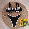 Anneli Black and White Solid Micro Bikini Set