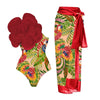 3D Flower One Piece Swimwear With Cover Up