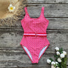 Stephanie Pink One Piece Swimsuit with Belt