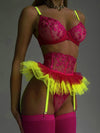 Sarah Ruffle Skirt 4 Piece See Through  Lingerie Set