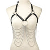 PU Leather Bra Harness With Silver Chains